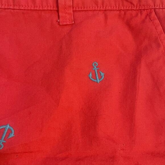 Old Navy Shorts Womens Pink Coral Blue Embroidered Anchors Cotton Nautical Sz 14 - Picture 14 of 14